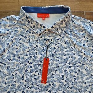 Redvanly Polo Mens‎ XXL 2XL Blue Floral AOP Golf Performance Stretch Hybrid Flex